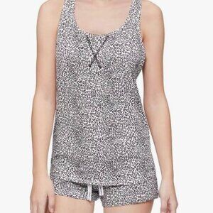 Calvin Klein Leopard Print Sleeveless Pajama Short Set